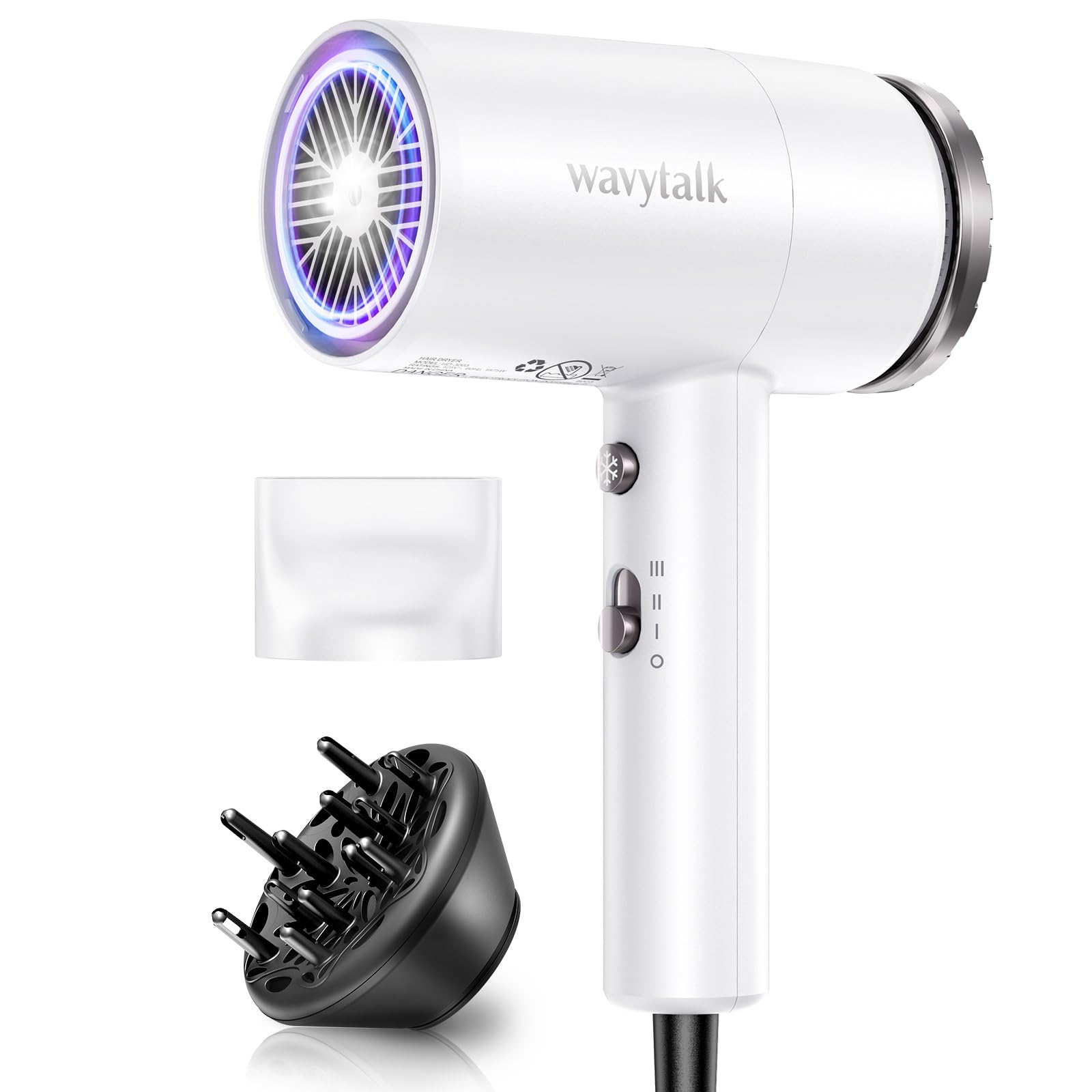 Wavytalk secador 1875W con difusor para secado rápido y acabado suave.