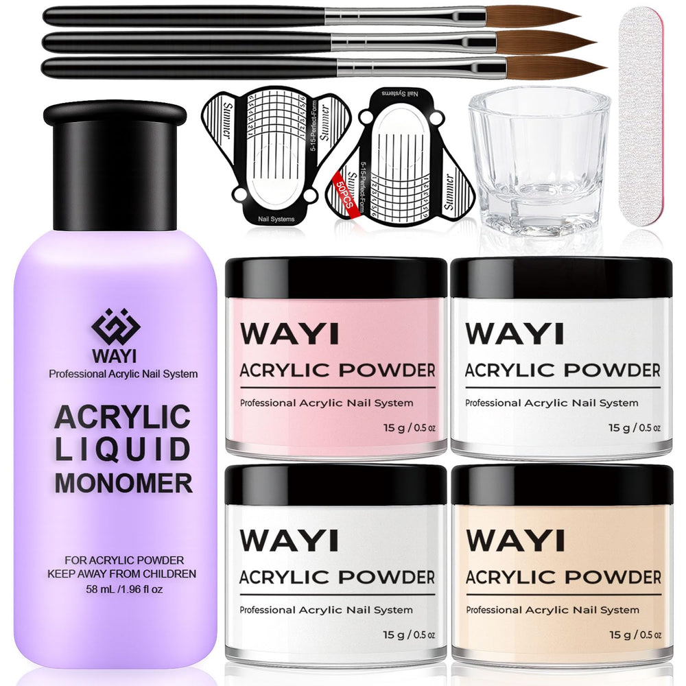 WAYI 9Pcs Kit pink powder for smooth, durable nails