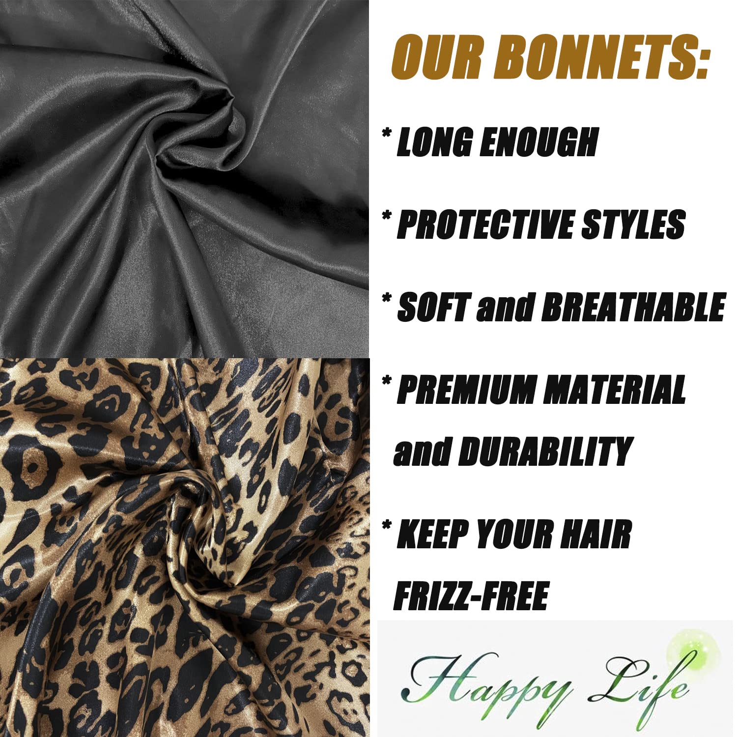 Wbfwbb bonete satén de uso diario para maquillaje y duchas ligeras.