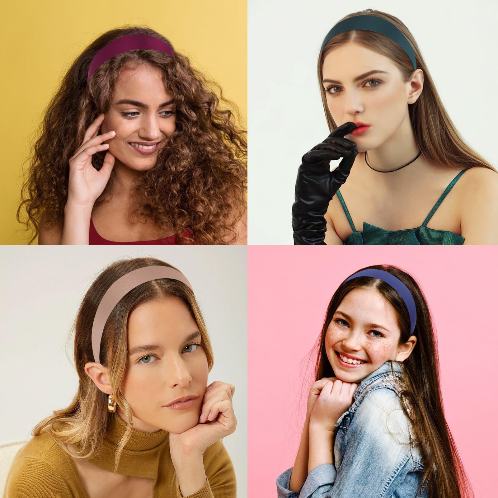 Bandas satinadas Wecoe en azul para combinar con looks variados.