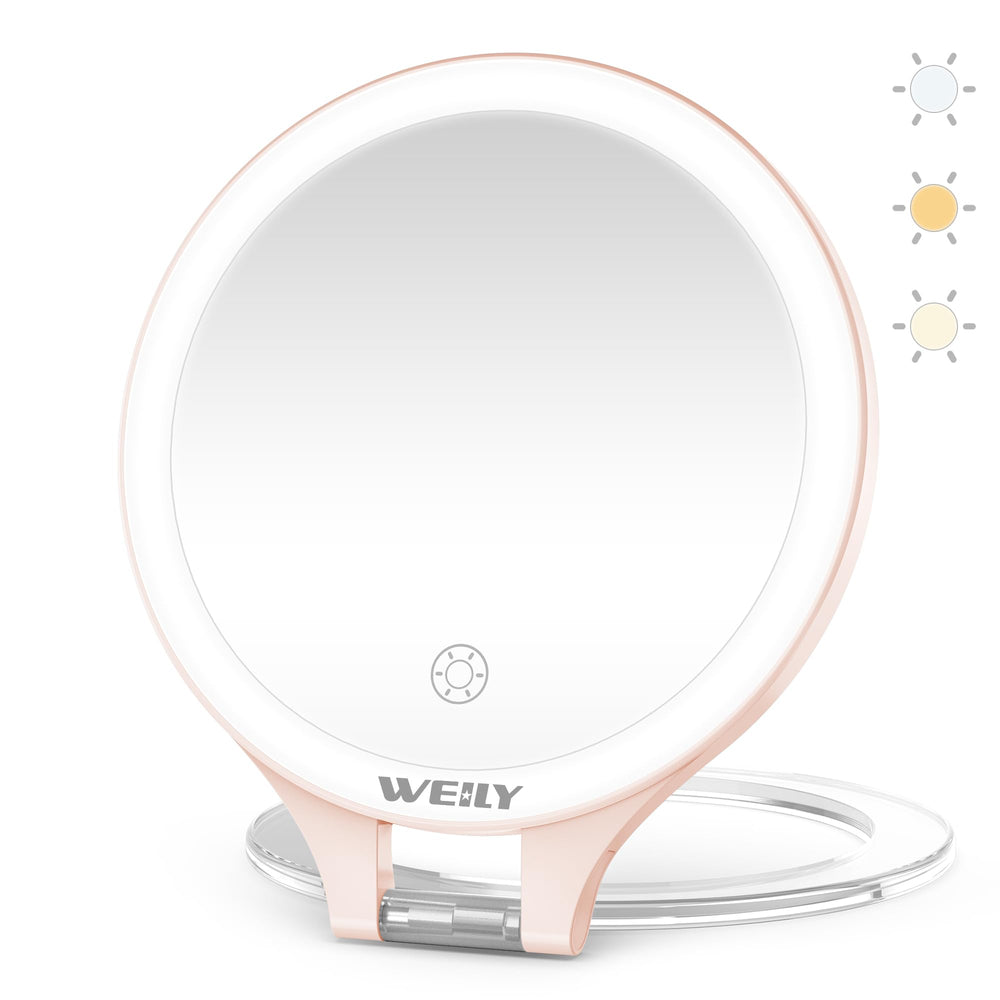 WEILY espejo de doble cara iluminado para maquillaje con claridad.