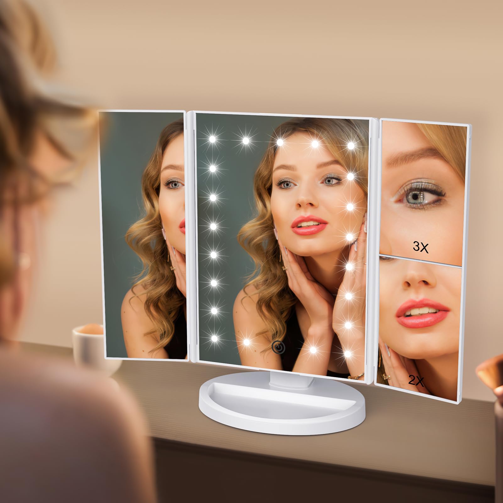 WEILY magnificación 1x-2x-3x para retoques precisos de ojos y cejas