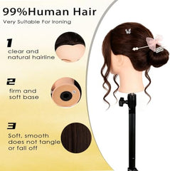 WeiRan cabello humano 24p, práctica de peinado diario con resultados manejables.