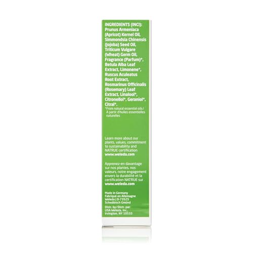 Weleda abedul aceite corporal, aplicación suave y masaje para absorción rápida.