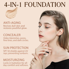 Envase compacto de Weluno Foundation 4 en 1 para retoques sobre la marcha.