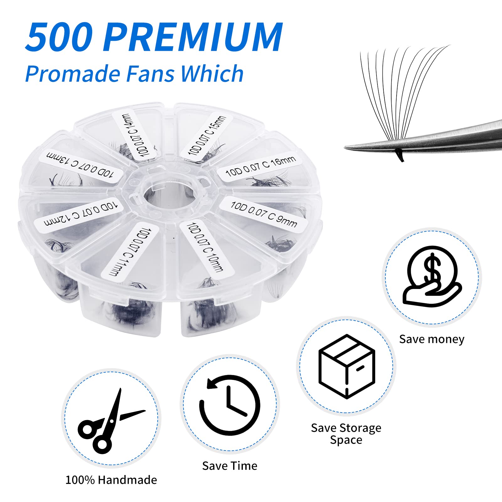 WENDYLASHES: fans prehechos 10D para efecto de volumen preciso