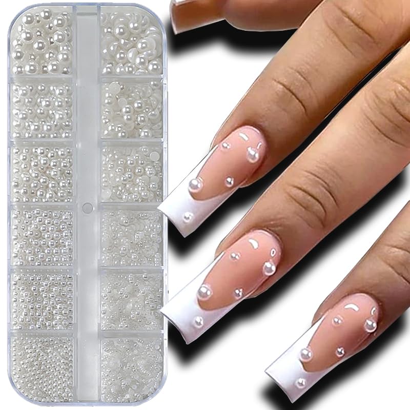 Base plana de perlas WENEWFINE para fijación suave en uñas.