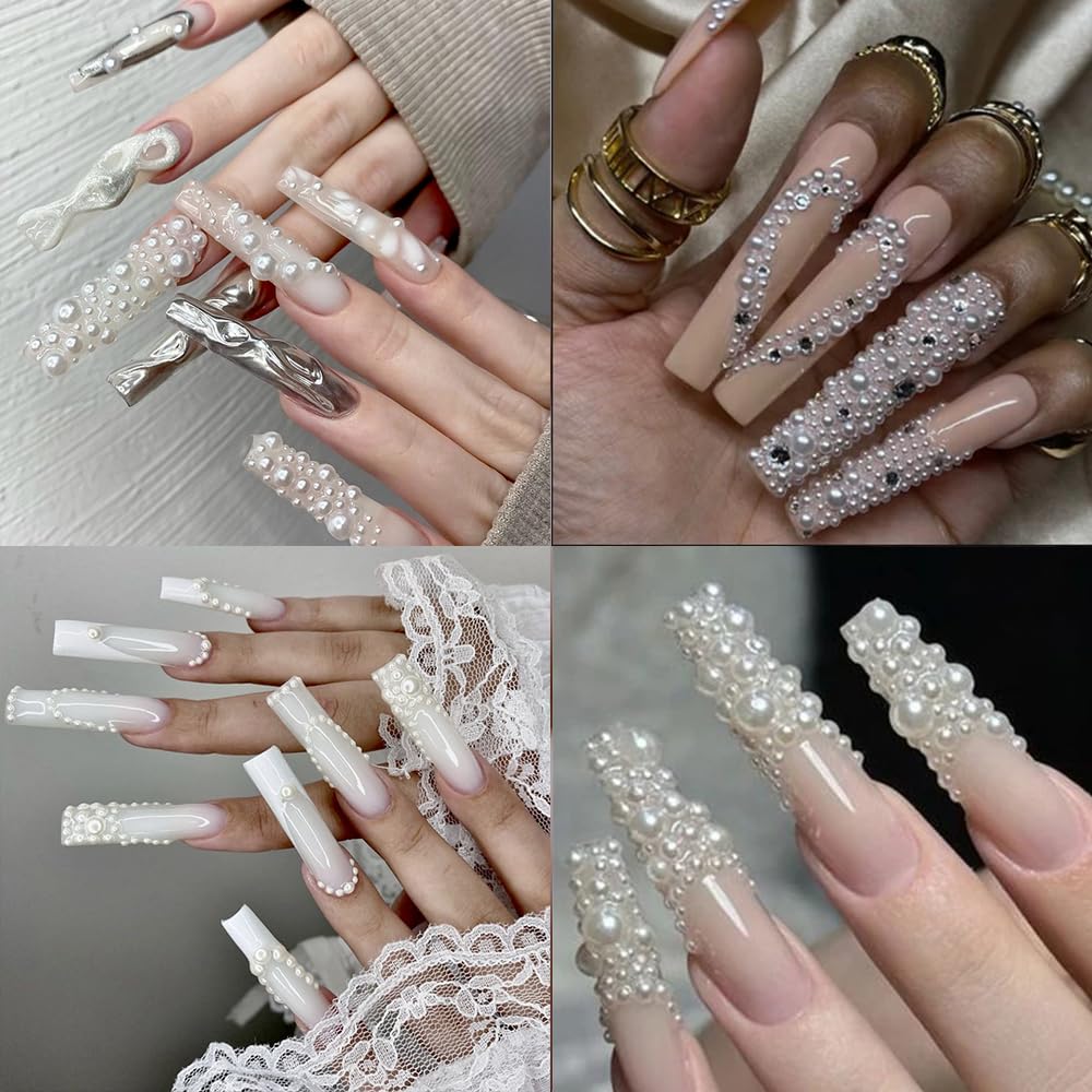 Perlas blancas de WENEWFINE, acabado perlado para uñas.