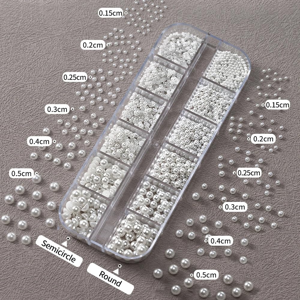 Perlas semiredondas de WENEWFINE para uñas, añade brillo discretamente.