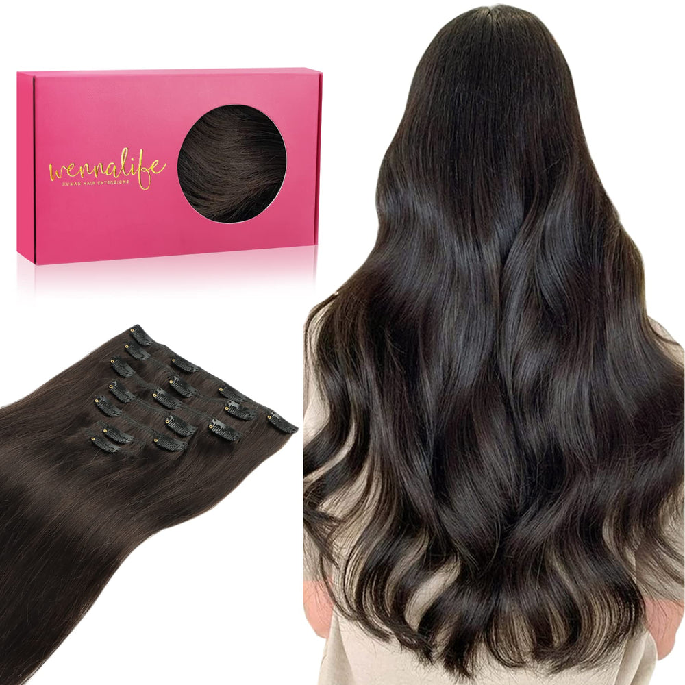 Extensiones Wennalife con broches discretos de 20 pulgadas para mayor longitud natural.