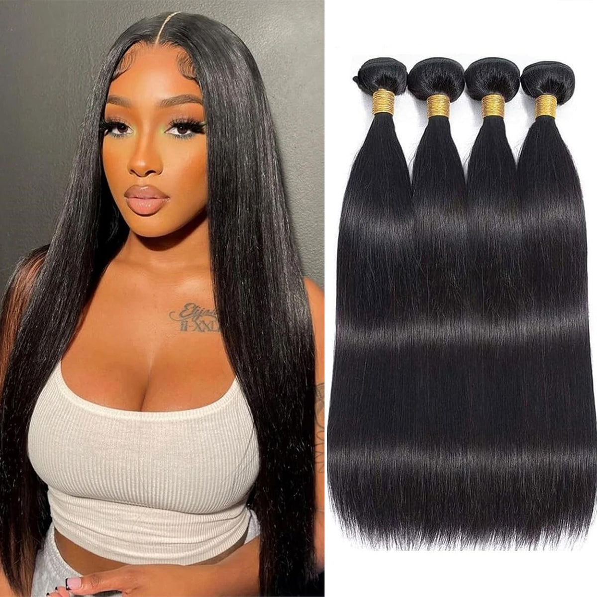 WENYAN mechas lisas de 16 pulgadas, acabado suave para look natural y versátil