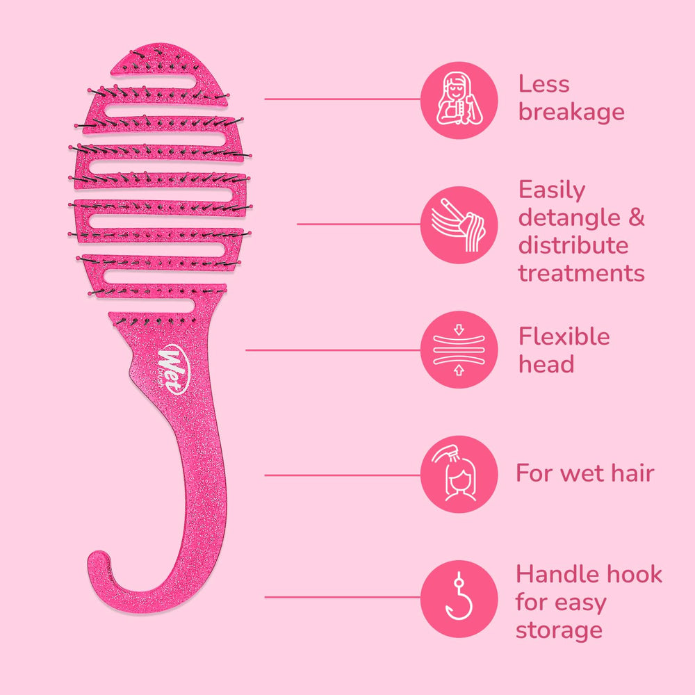 Cepillo Wet Brush con gancho de ducha para colgar y secar.