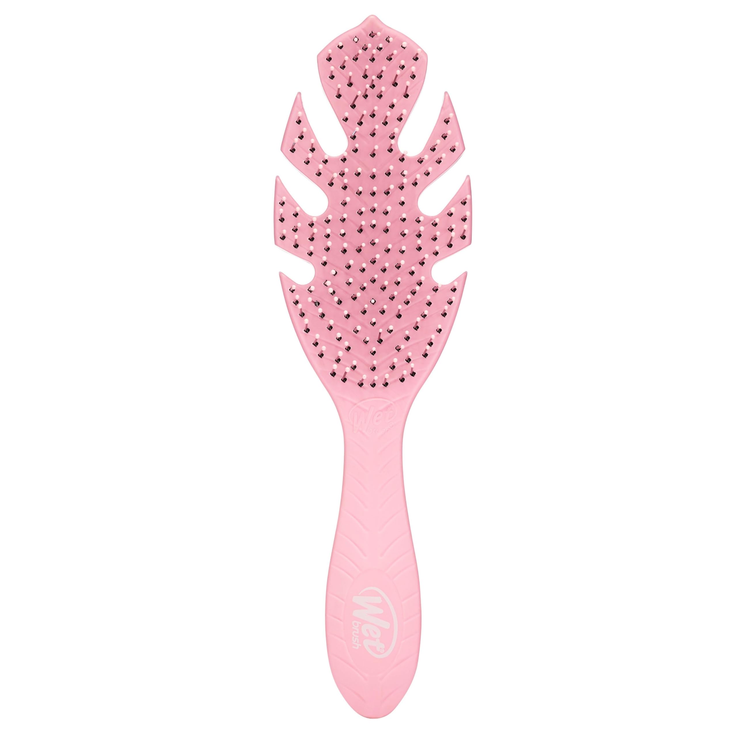 Wet Brush Go Green rosa con cerdas IntelliFlex desenreda sin tirones.