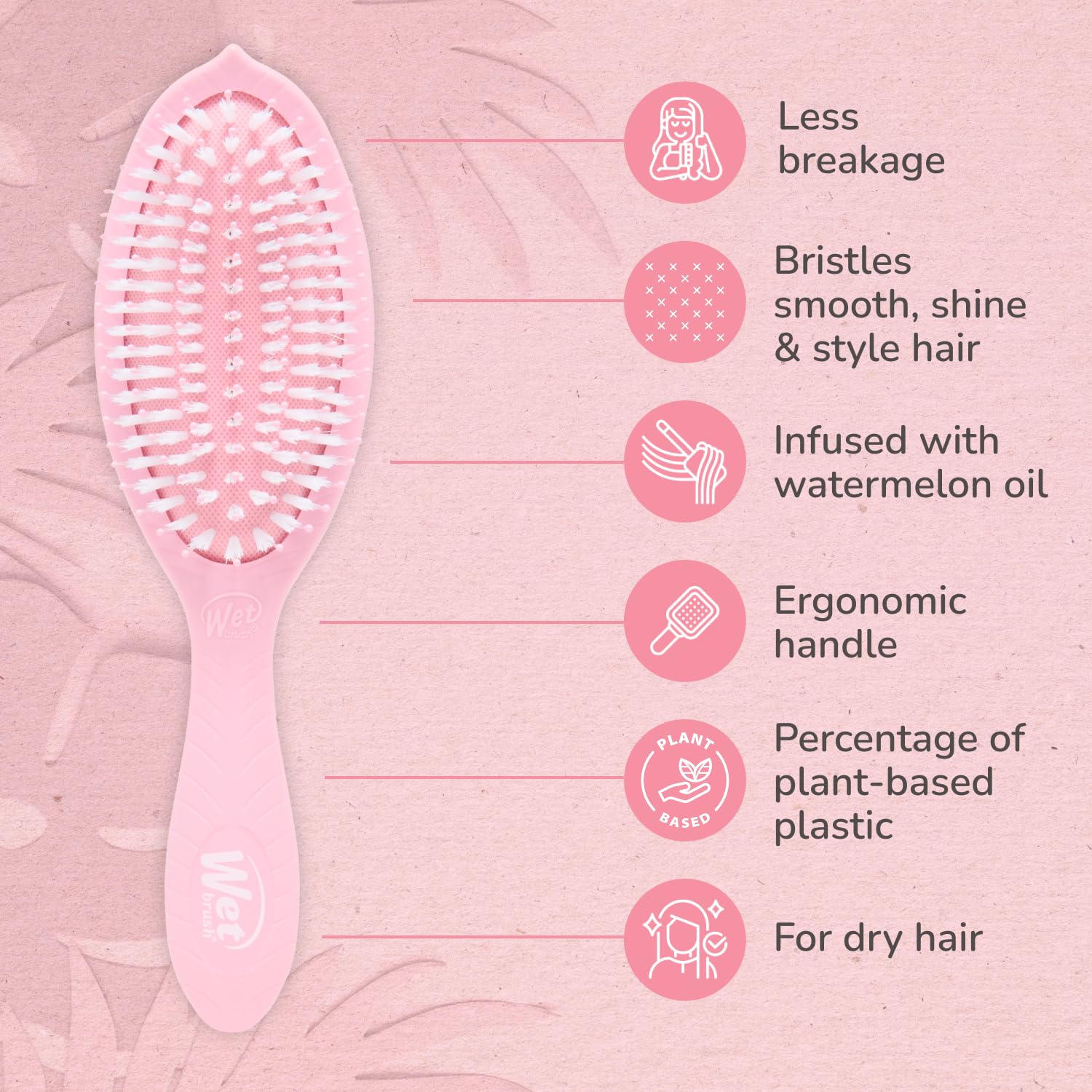 Wet Brush Go Green cepillo suaviza frizz al peinar cabello seco