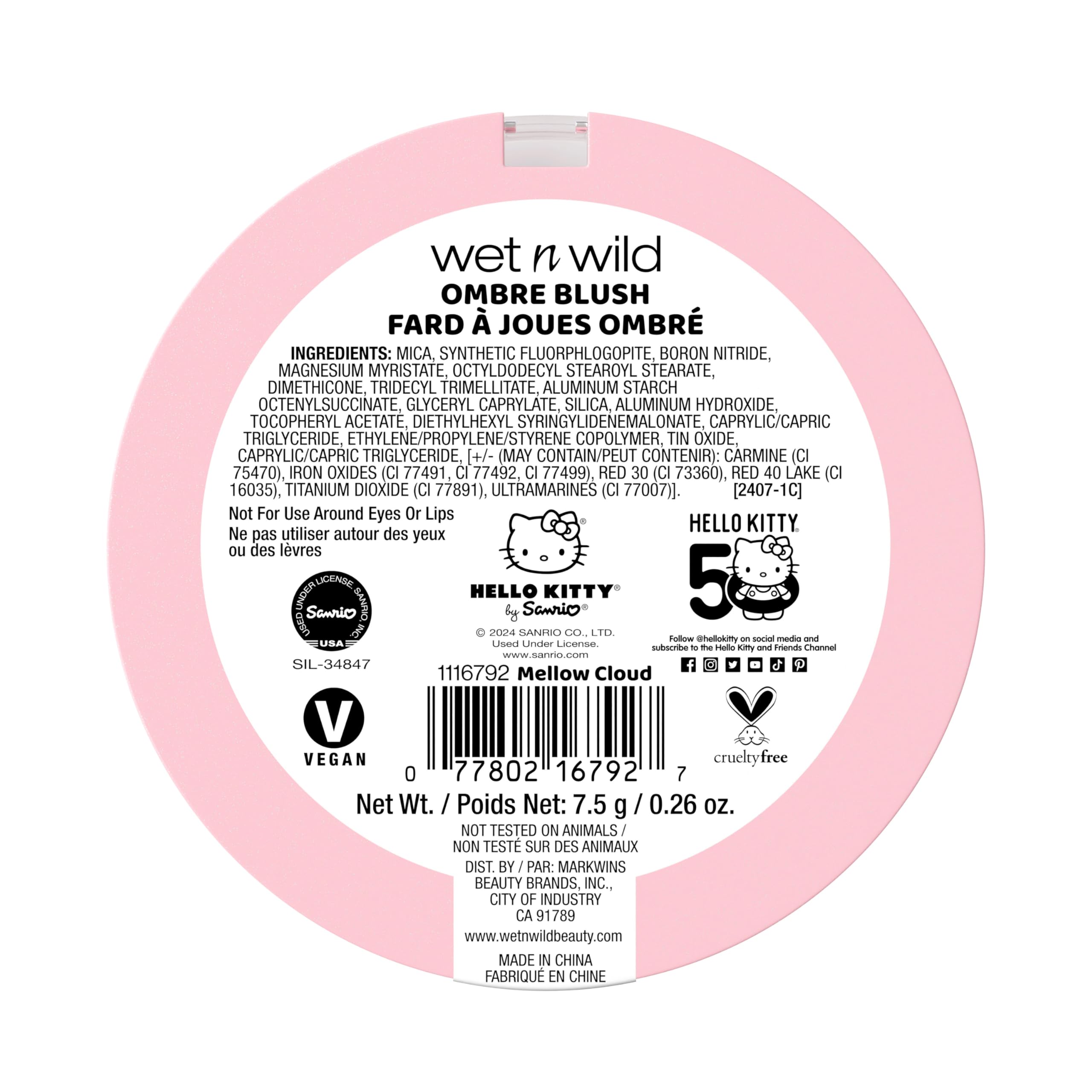 wet n wild Hello Kitty Ombre Blush, fórmula cruelty-free para belleza ética