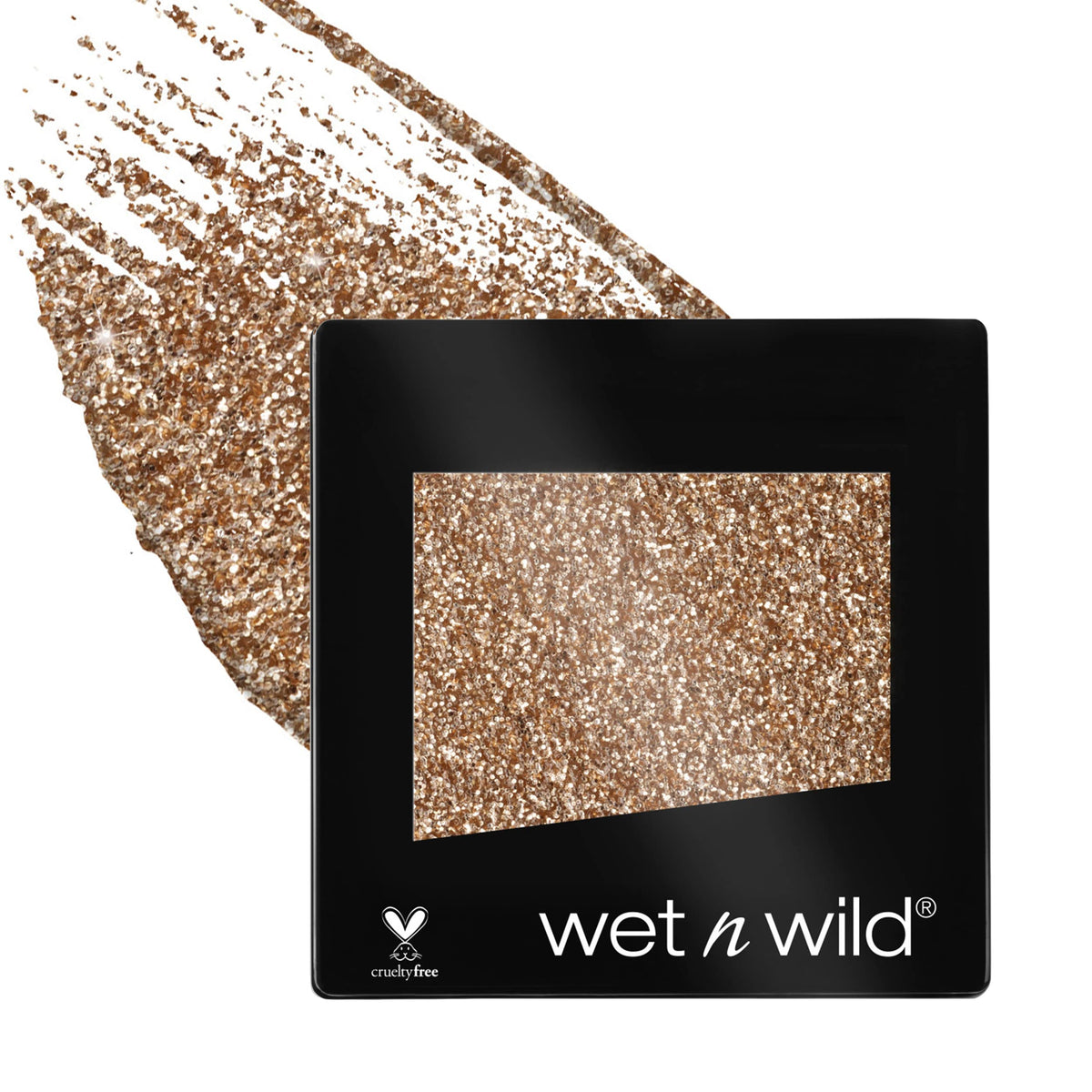 wet n wild Color Icon Glitter Eyeshadow Shimmer Brass sombra brillos bronce para acabado nocturno deslumbrante.