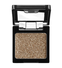 wet n wild Color Icon Glitter Eyeshadow Shimmer Brass swatch muestra tono bronce intenso.