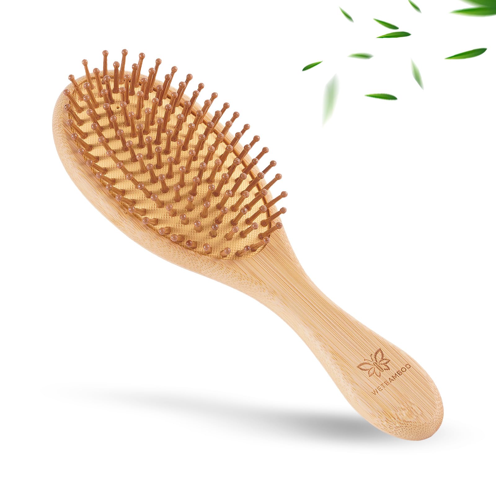 WetBamboo cepillo de bambú con pala suave para desenredar sin dolor.