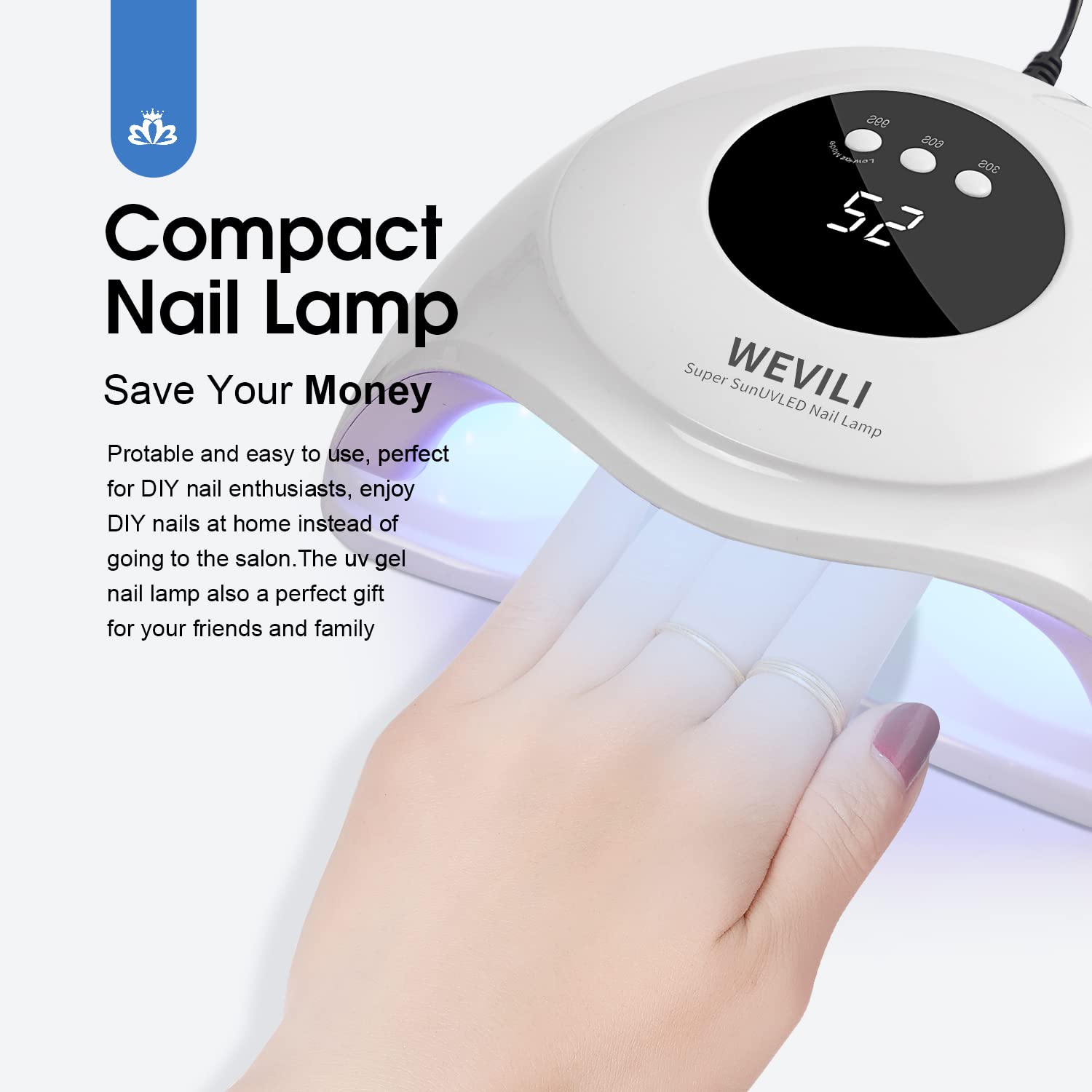 WEVILI lámpara UV para uñas 72W, conectividad USB