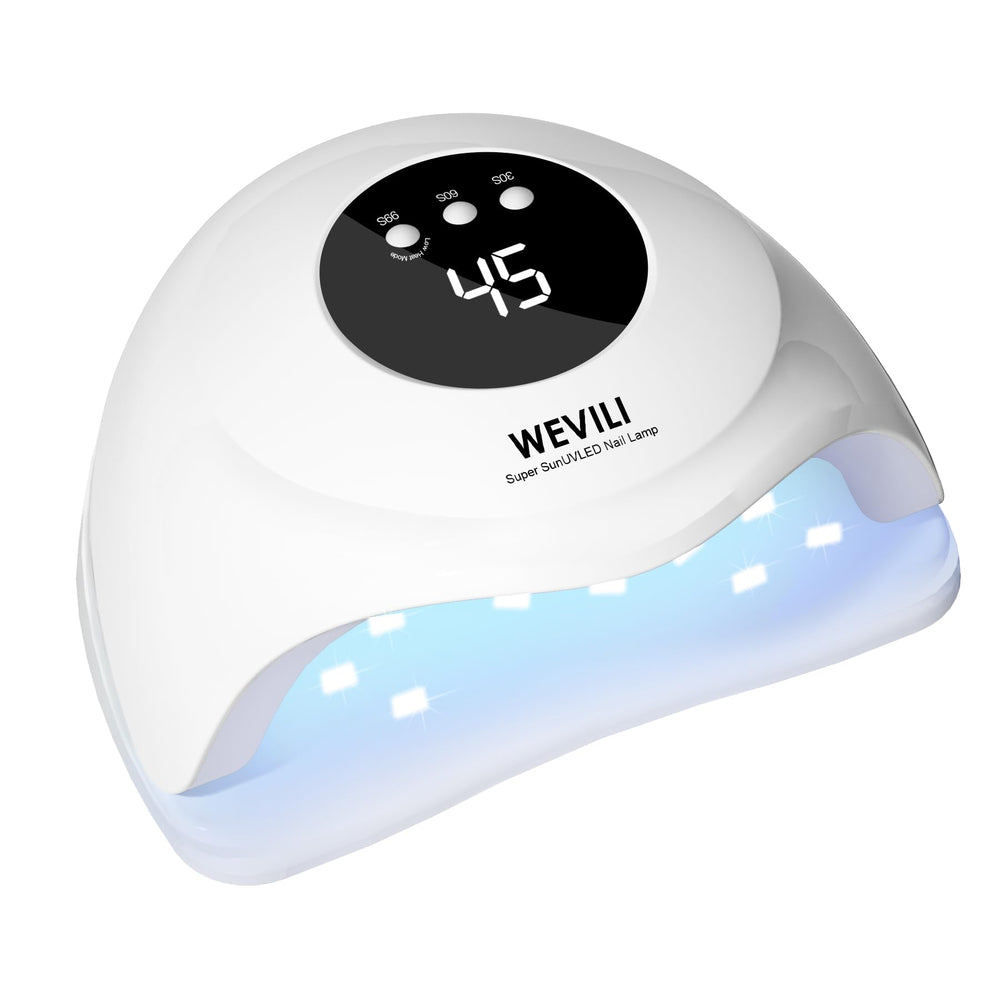 WEVILI lámpara UV para uñas 72W en primer plano, curado uniforme
