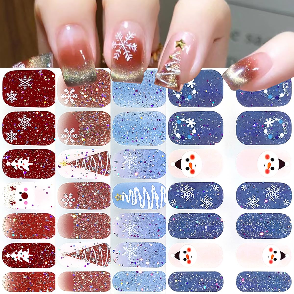 wfbbkp pegatinas uñas navidad copos y estrellas para manicura elegante