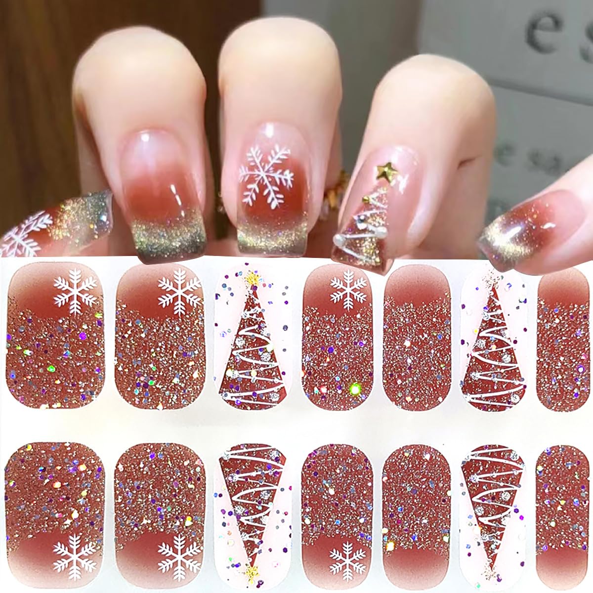 wfbbkp pegatinas uñas navidad guirnaldas destellos brillantes para uñas