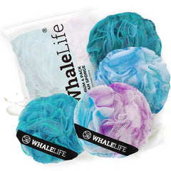 WhaleLife esponja-lufa para baño, azul, 4-pack, exfolia suavemente.