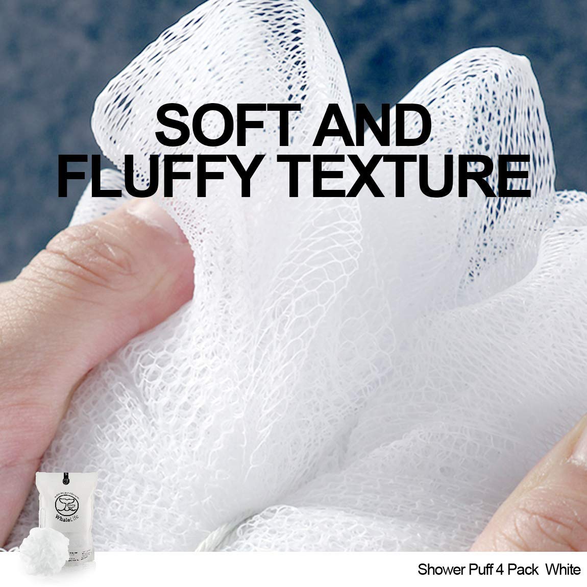 WhaleLife esponja lufa, textura malla suave para exfoliar sin irritar.