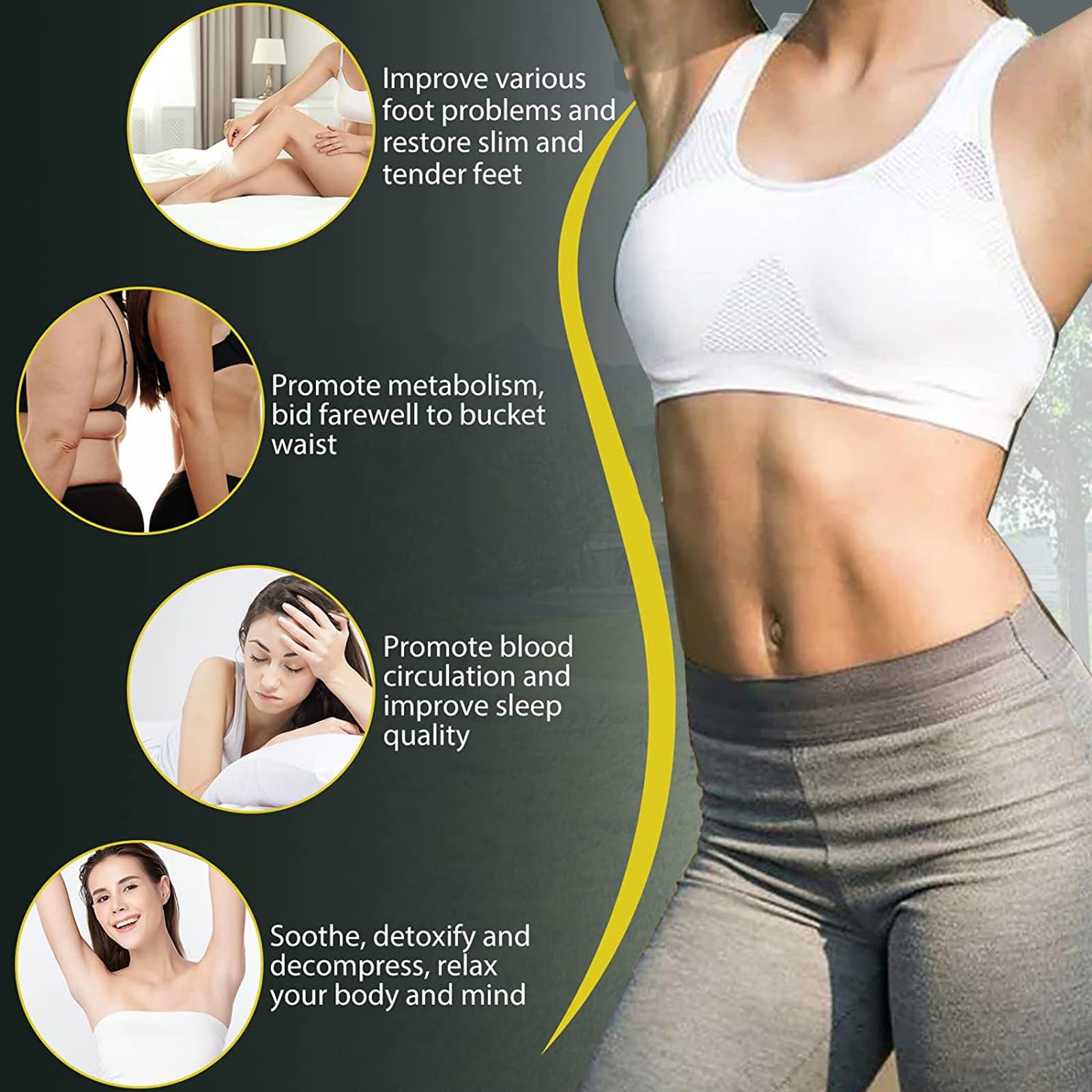 Whycalon piedritas detox para pies, primer plano de perlas para masaje suave.
