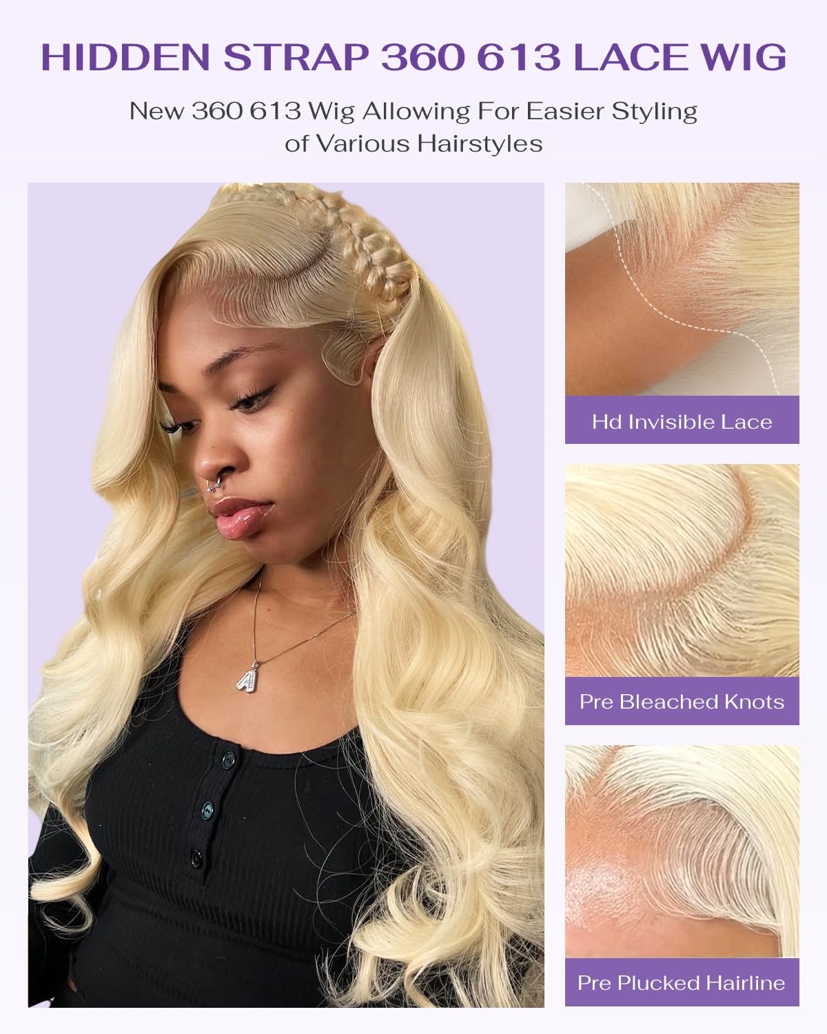 WigCool línea de pelo pre-tirada con pelo bebé para apariencia natural.