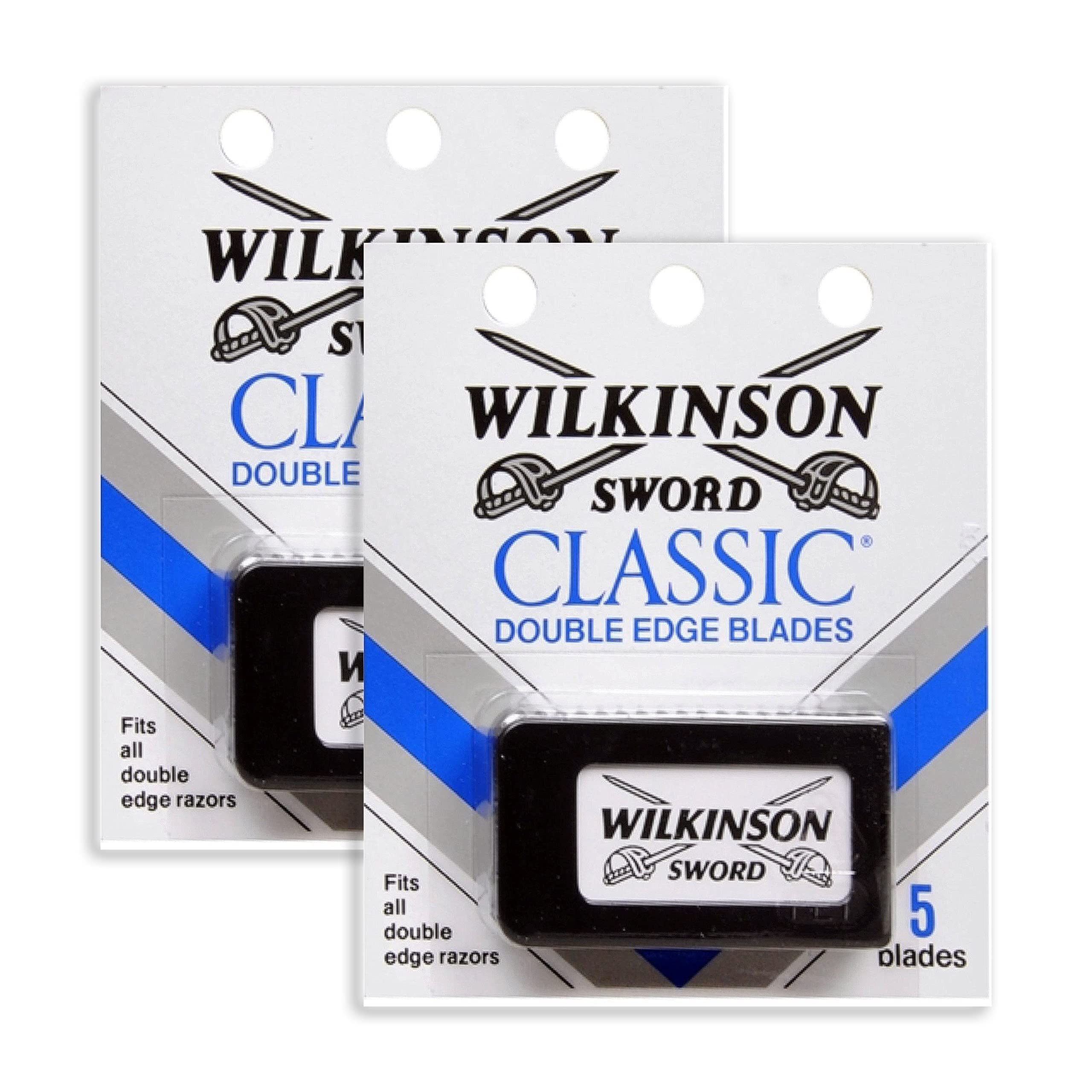 Hojas dobles clásicas Wilkinson Sword, paquete de dos para afeitado cercano.