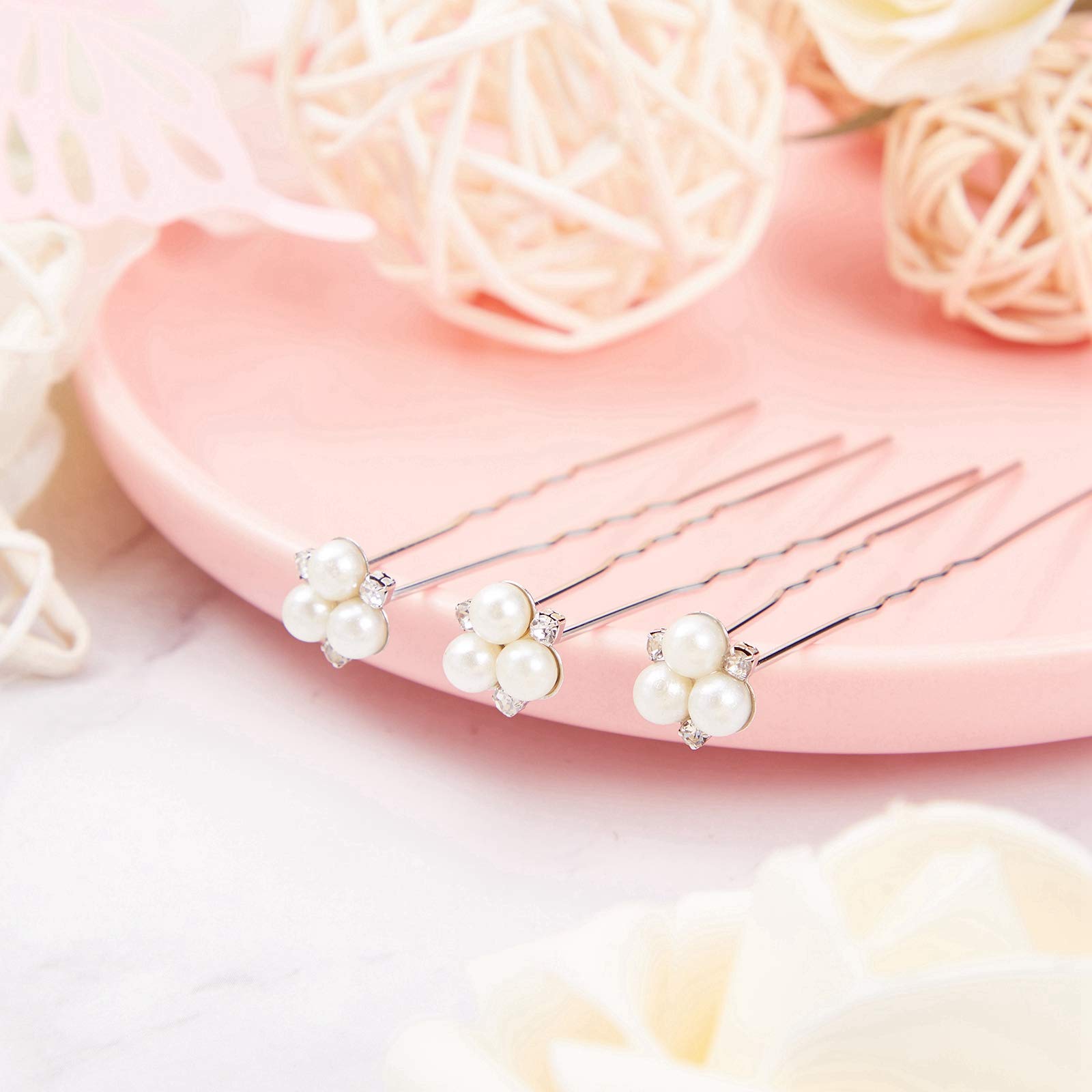 WILLBOND conjunto de accesorios de cabello con perlas, brillo sin esfuerzo