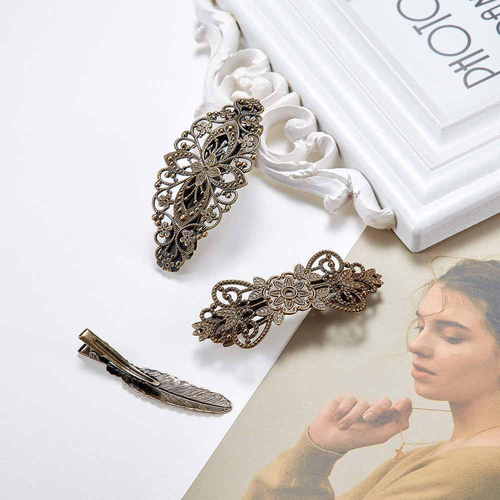 Pinzas Willbond detalle bronce con flor y hoja