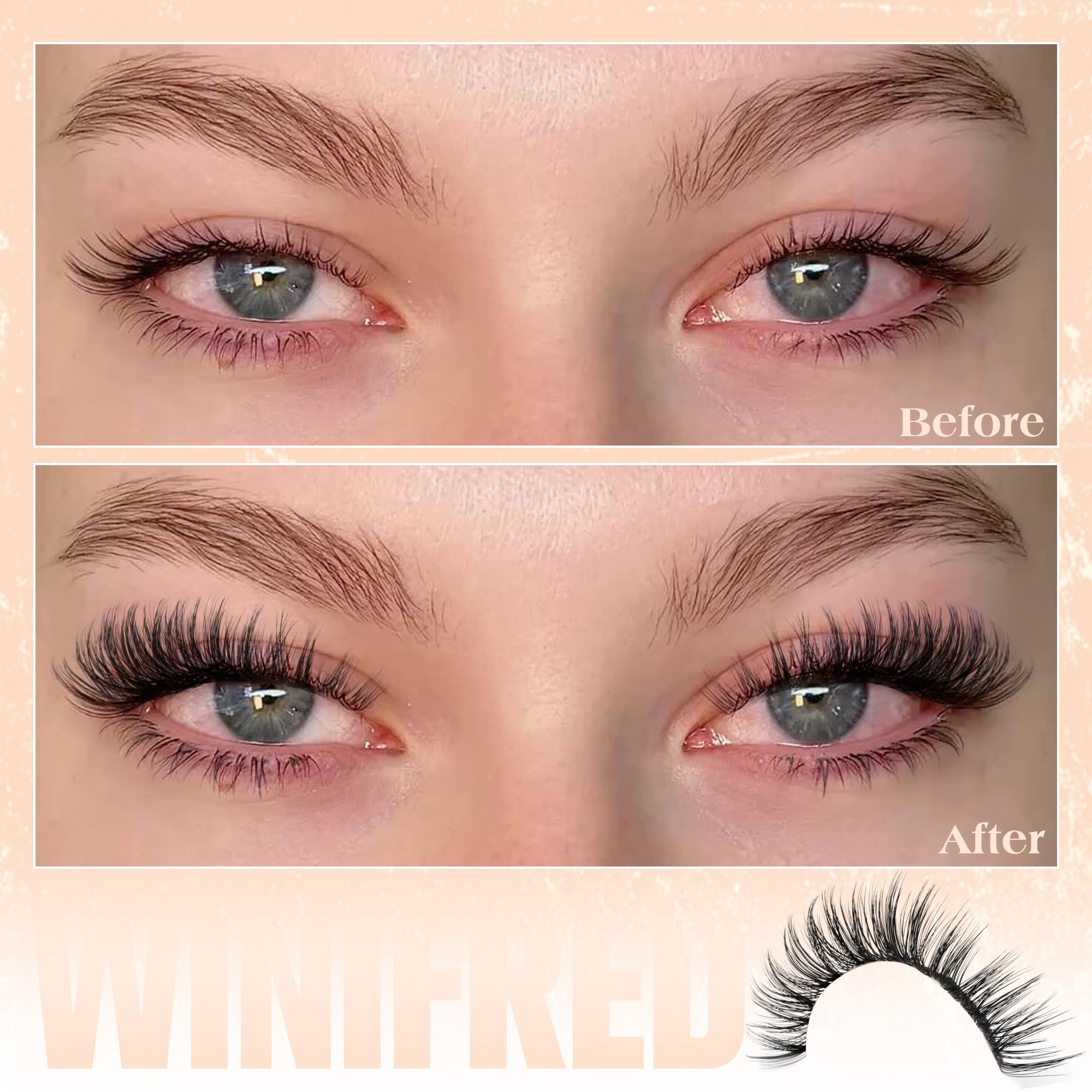 Winifred cluster pestañas inferiores, densidad suave para contornear ojos.