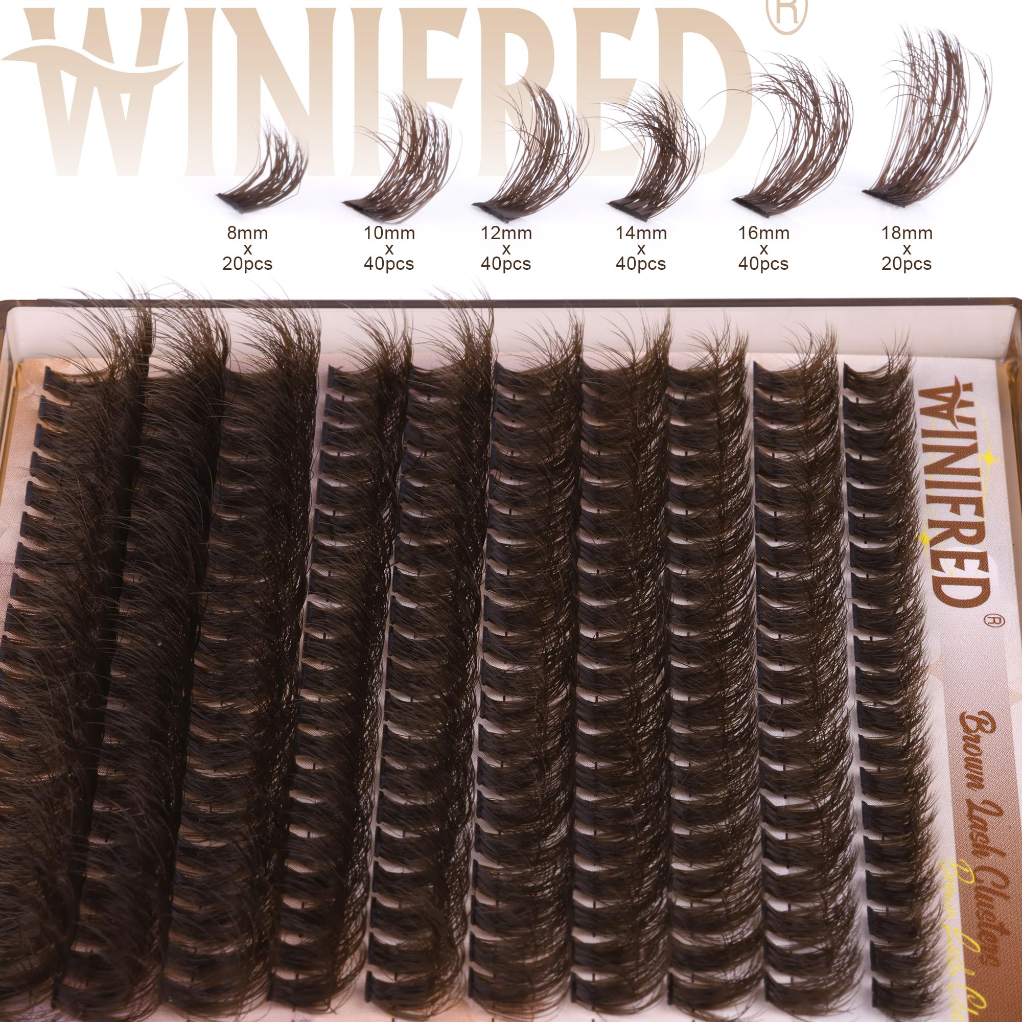 Winifred Clusters Pestañas Reutilizables para varias colocaciones con cuidado.