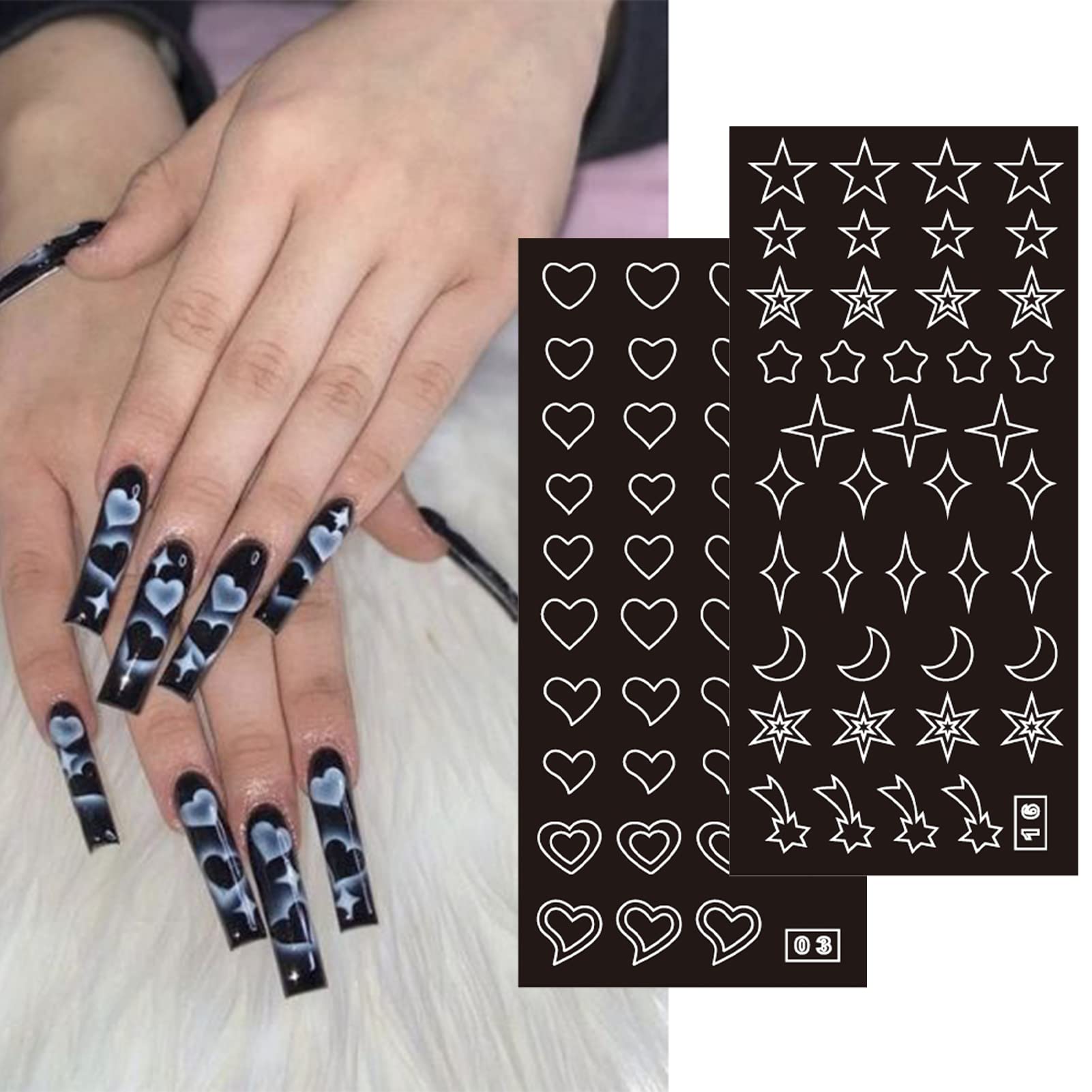 Winthrop pegatinas de uñas con corazones, perfecto para personalizar estilos románticos.