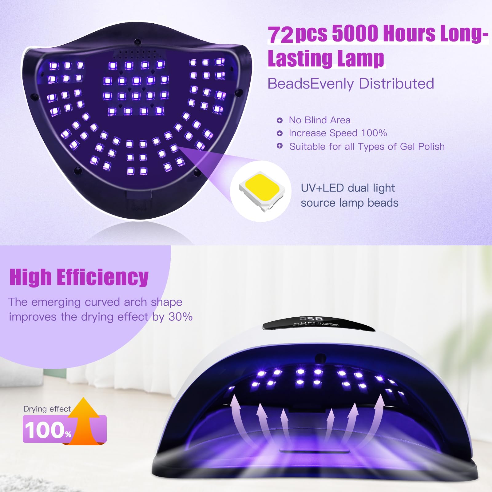 wisdompark lampara uv-led con sensor automatico facilita manos libres el secado