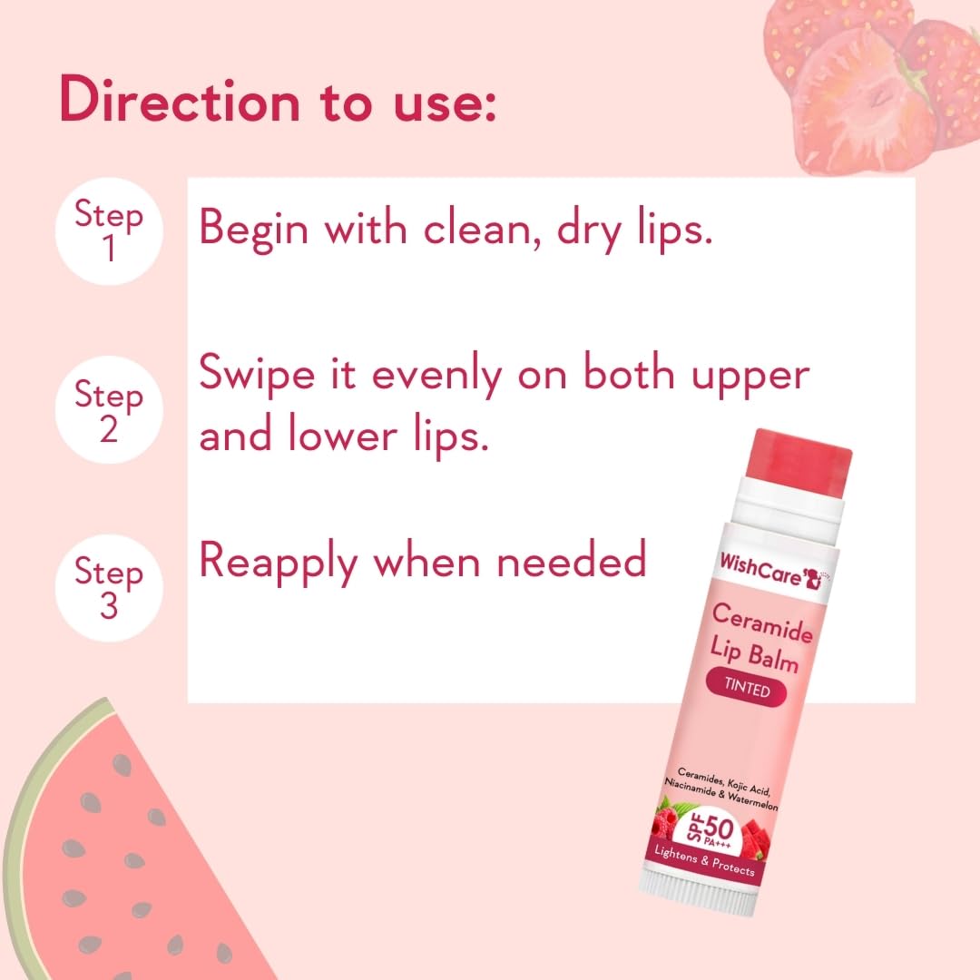  WishCare bálsamo labial para mujeres, cuidado y color suave para el día.