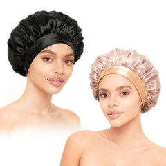 Gorro de seda WMM, dos piezas en oro y negro para dormir cómodo