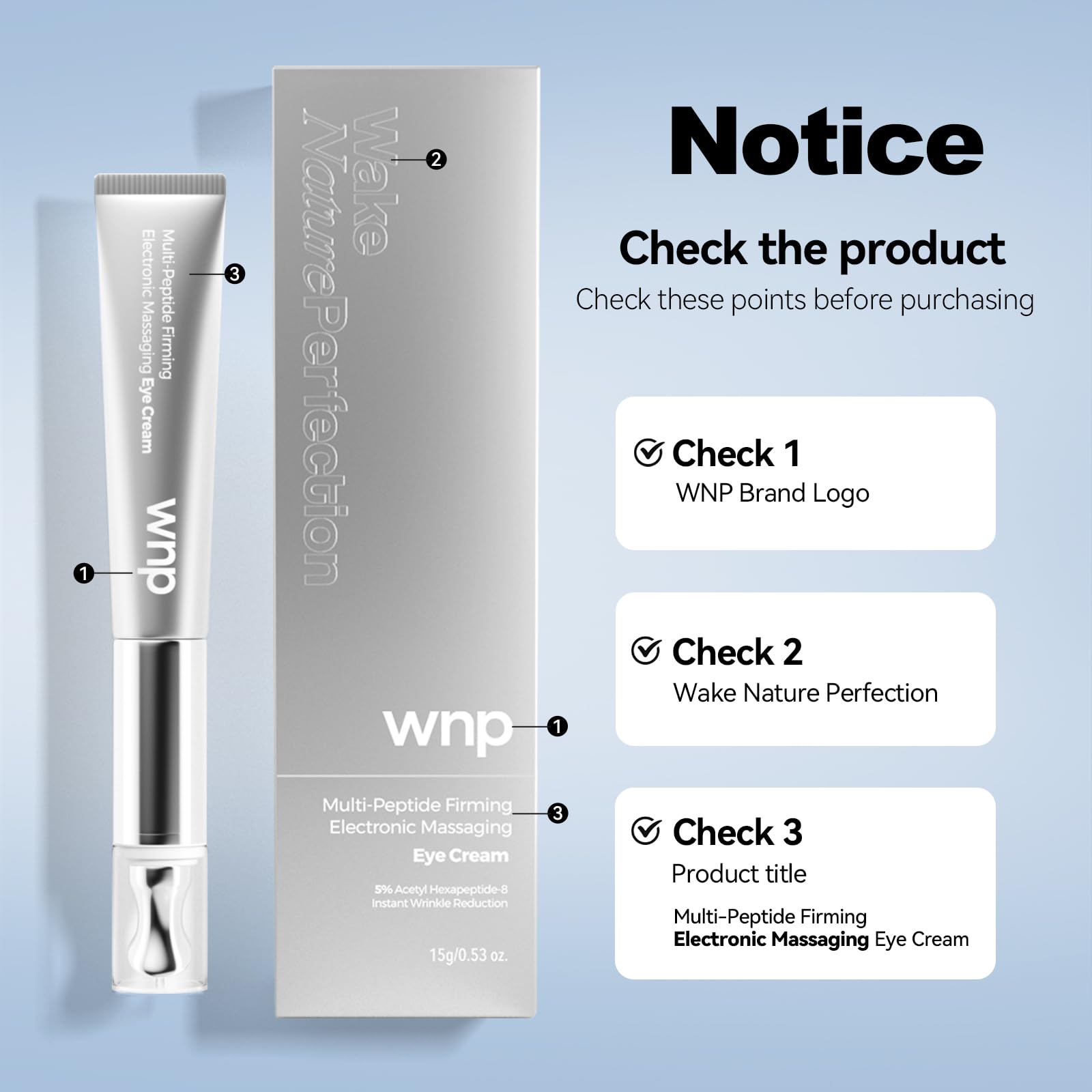 WNP Eye Cream brightens dark circles for a refreshed look.