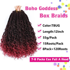 Goddess Box Braids de Wodun, extremos rizados: apariencia natural y moderna.