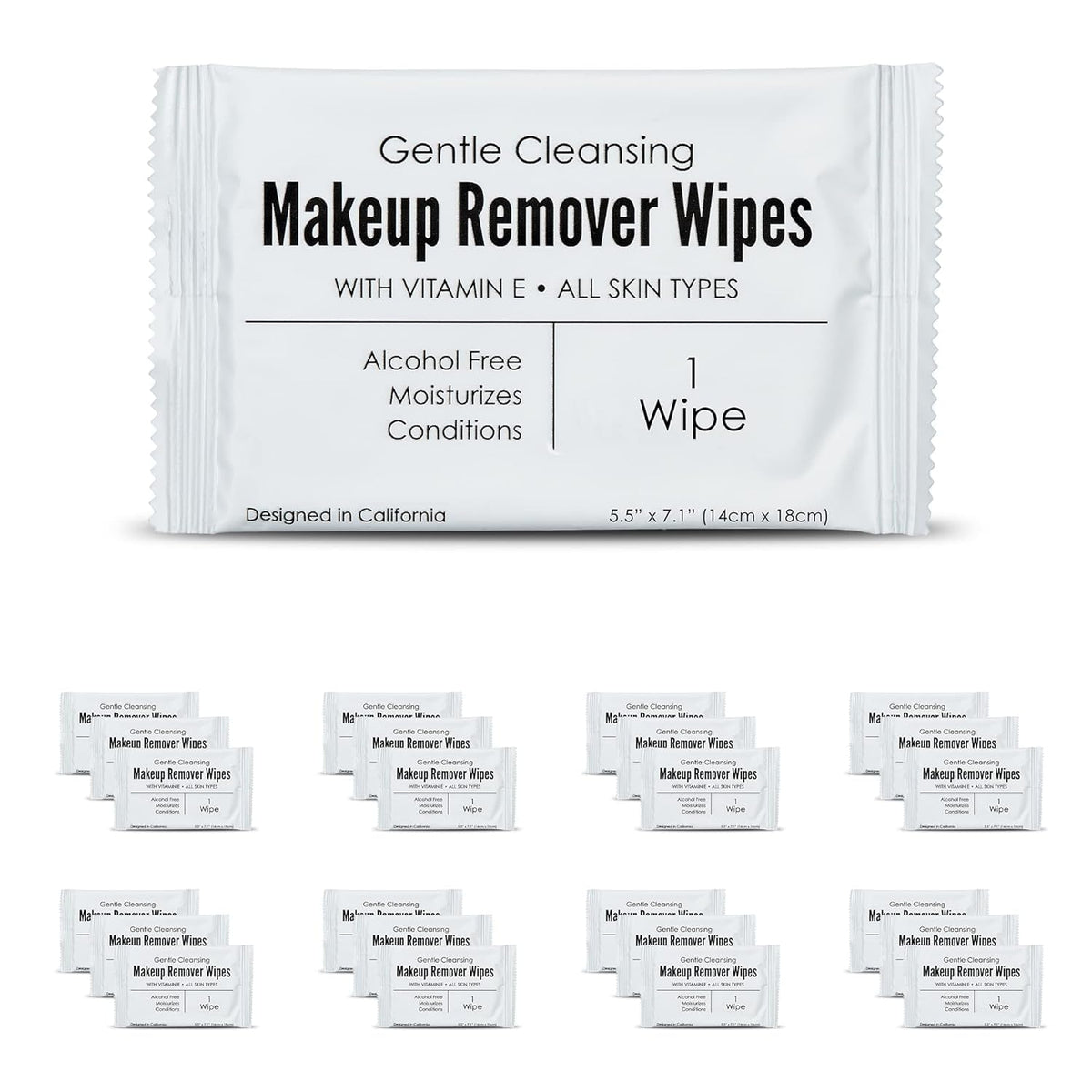 World Amenities makeup remover wipes 50-count bulk pack for easy hotel room setup