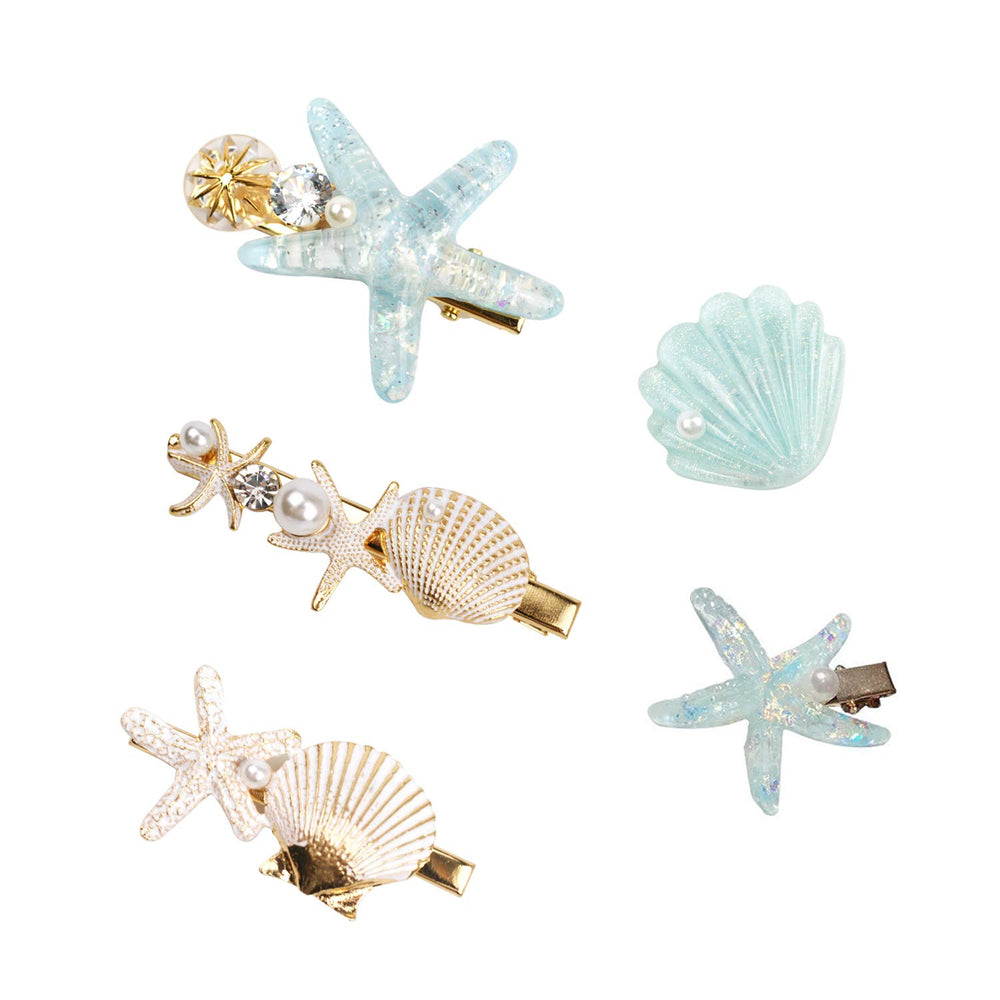 Broches de pelo Wthree con concha perlada y estrella para looks elegantes