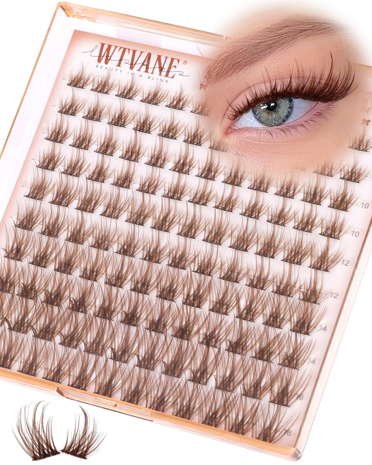 wtvane pestañas marrones en racimos naturales para un look suave y definido