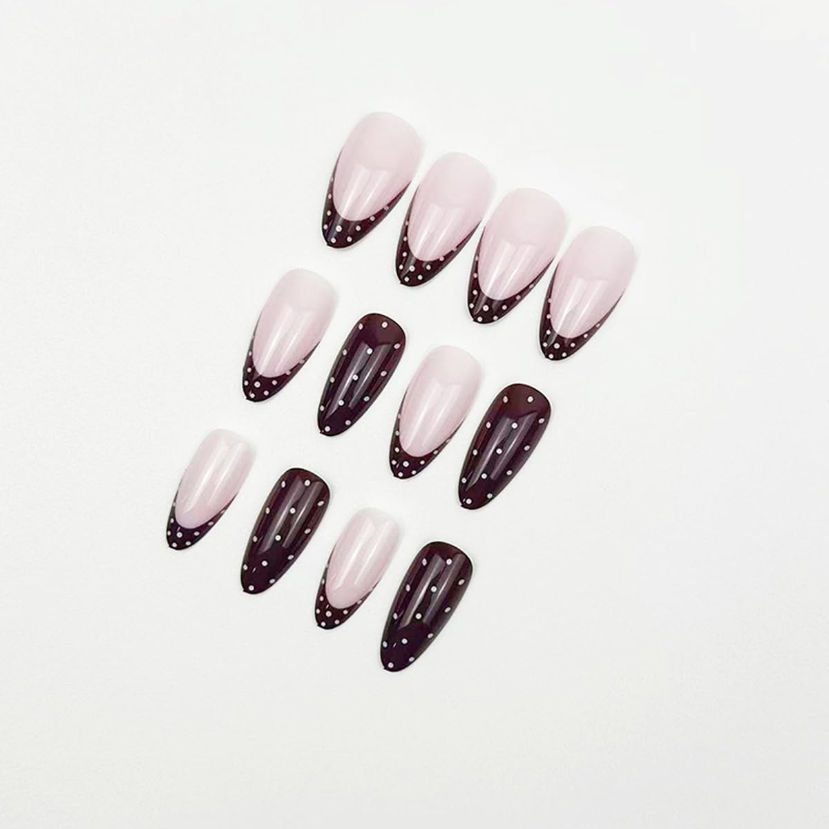 WUHCIM Uñas postizas de color marrón con acabado brillo para uñas brillantes