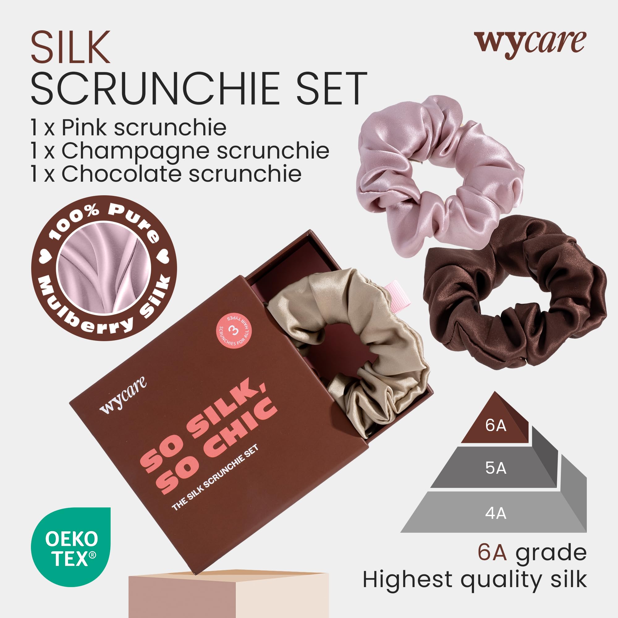 Wycare coletas de seda champagne: volumen y brillo sutil para peinados elegantes.