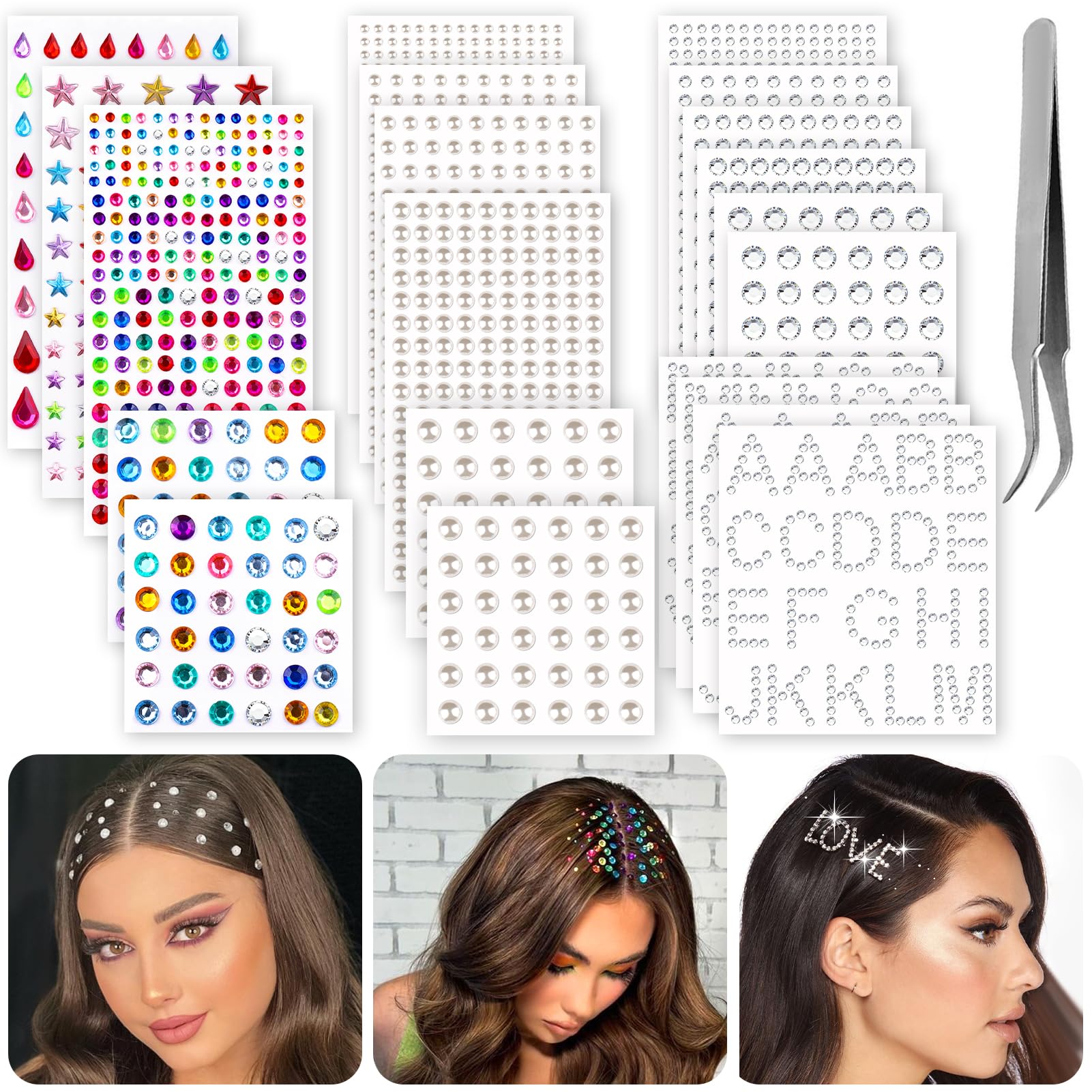 Gemas para cabello XANGNIER - diamantes brillantes para peinados deslumbrantes
