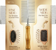 XCEL, dientes de acero inoxidable que eliminan pelos de las brochas.