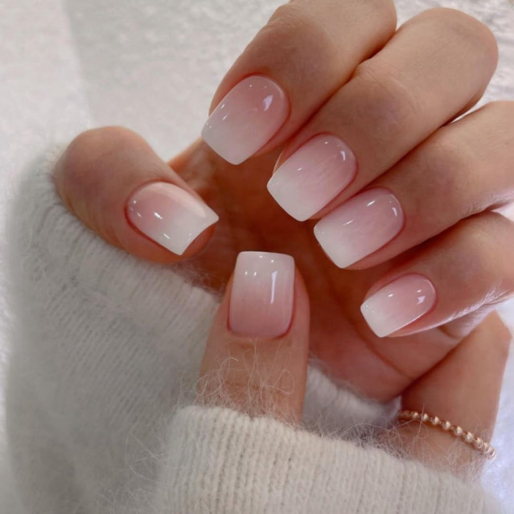 XCREANDO Ombre rosa, uñas cortas con acabado suave para uso diario