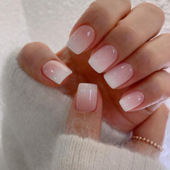 XCREANDO Ombre rosa, uñas cortas con acabado suave para uso diario